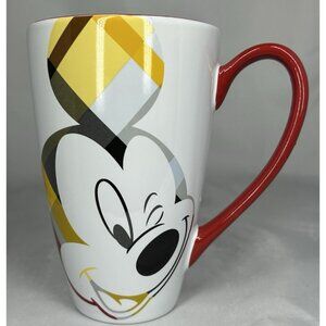 Disney Store Mickey Mouse Mug Plaid Red Yellow Black Tea
